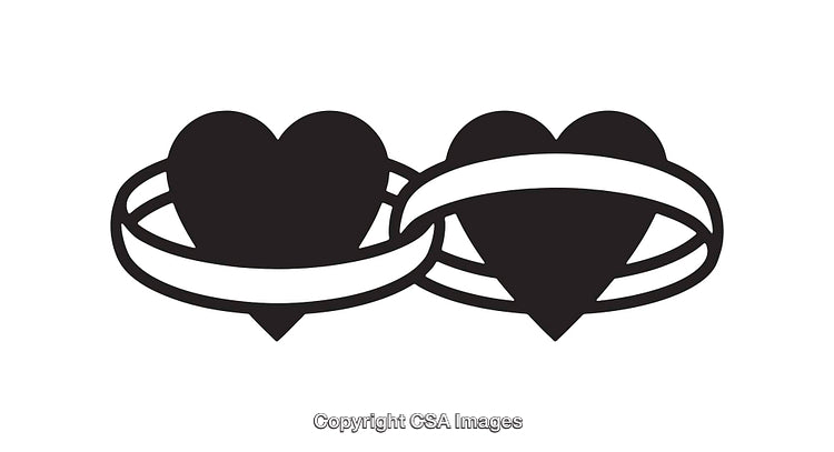 Intertwined Hearts Symbolizing Love and Unity in Black and White Line Art