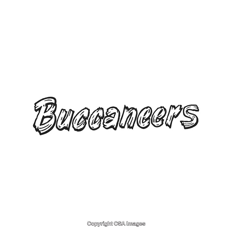 Stylish Buccaneers Text with Decorative Black Outline and Bold Typography
