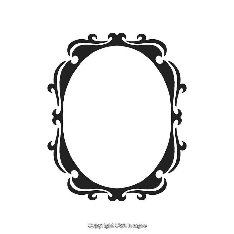 Elegant Black and White Decorative Oval Frame with Ornate Details