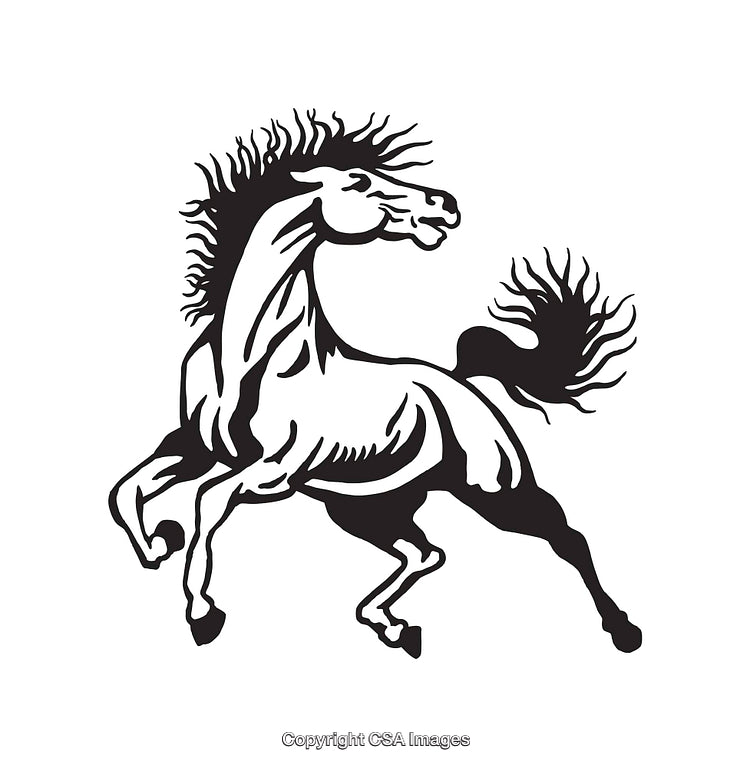 Dynamic Black and White Illustration of a Galloping Horse