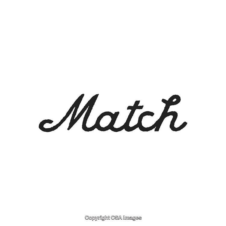 Stylish Script Font Design with Handwritten Match Word in Black on White