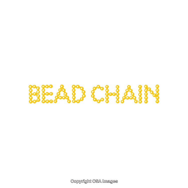 Yellow Bead Chain Text on Minimalist White Background
