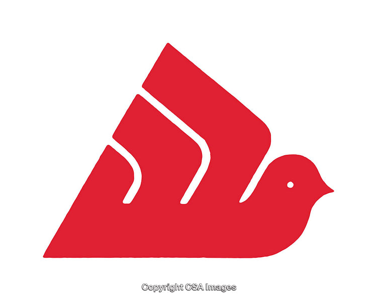 Stylized Red Dove Logo with Geometric Design on White Background