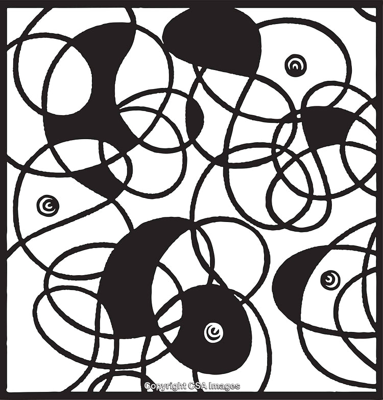 Abstract Black and White Loops with Bold Contrasting Shapes