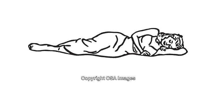 Black And White Line Art of a Woman Resting in a Sleeping Position