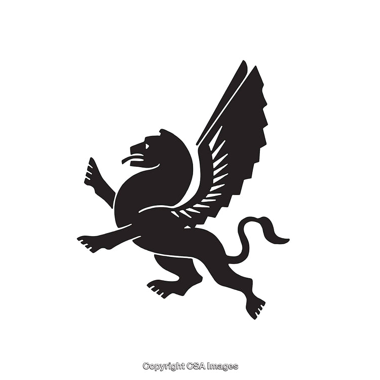 Mythical Griffin Silhouette in Classic Black and White Design