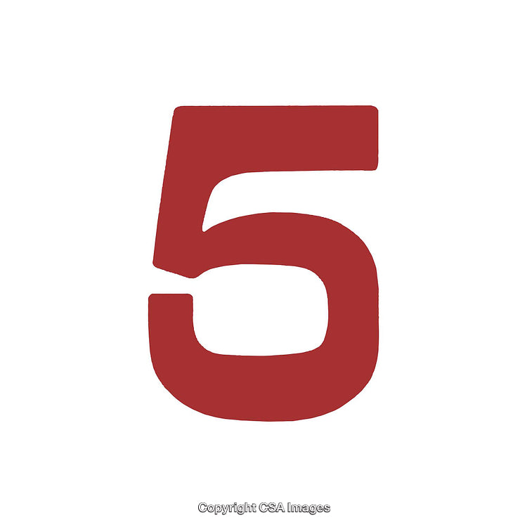 Red Number Five on a White Background Symbolizing Numerical Concepts