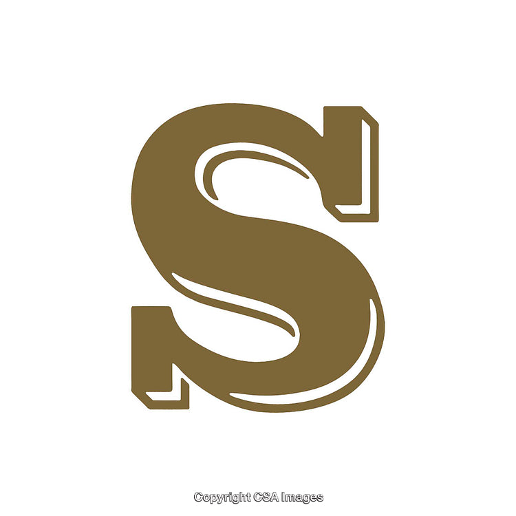 Elegant Serif Letter S in Gold on a Clean White Background