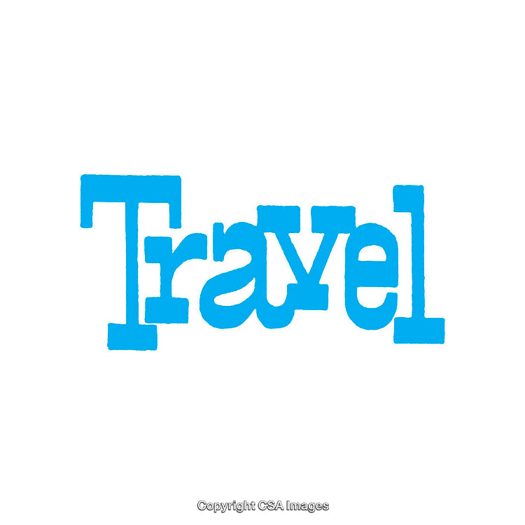 Blue Typography Styled Travel Text with Bold Lettering Design