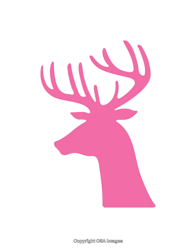 Pink Silhouette of a Deer Head with Antlers Icon