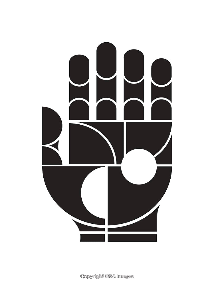 Abstract Geometric Black And White Hand Illustration Symbolizing Unity