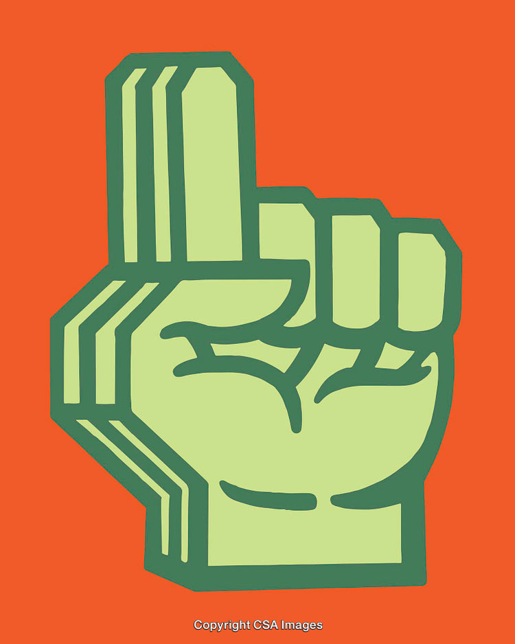 Illustrated Green Hand Gesture on Vibrant Orange Background