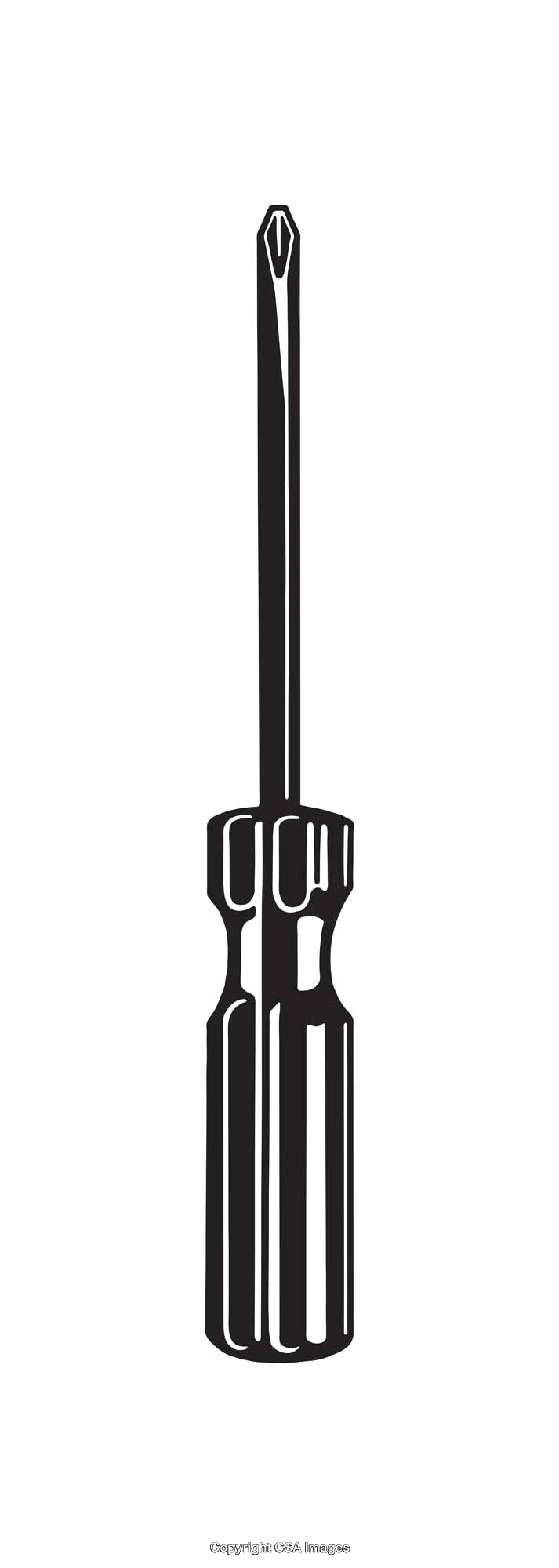 Black and White Illustration of a Hand Tool Screwdriver Icon