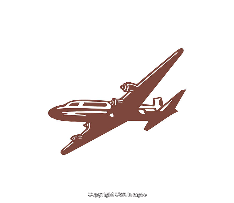 Stylized Airplane Icon in Minimalist Design with Vintage Aesthetic