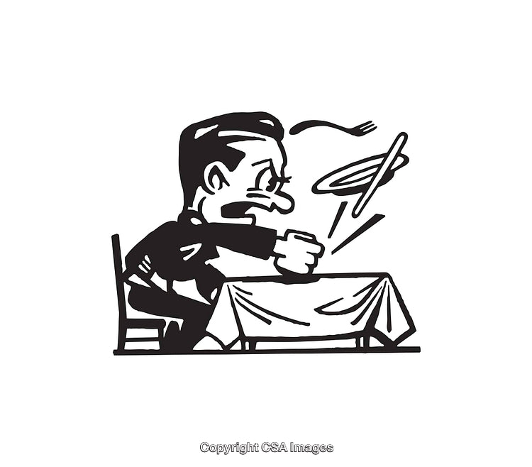 Black and White Line Art of a Man in an Angry Outburst