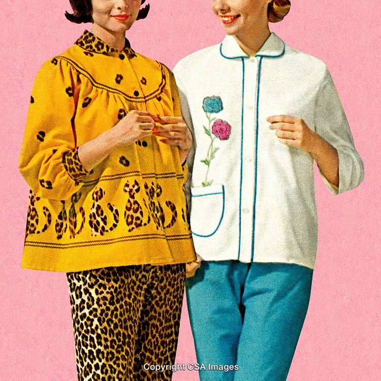 Retro Vintage Fashion with Patterned Loungewear and Charming Design