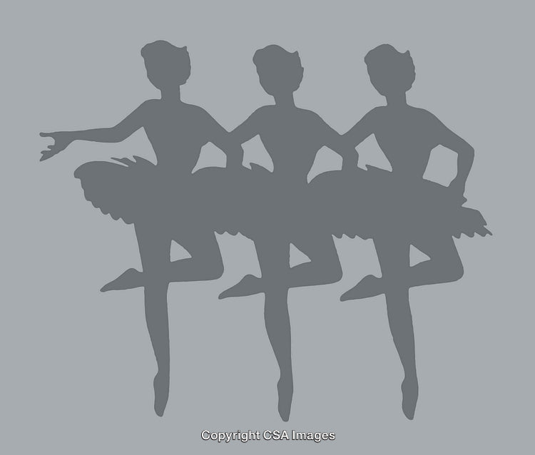 Elegant Silhouette of Three Ballet Dancers in Graceful Poses