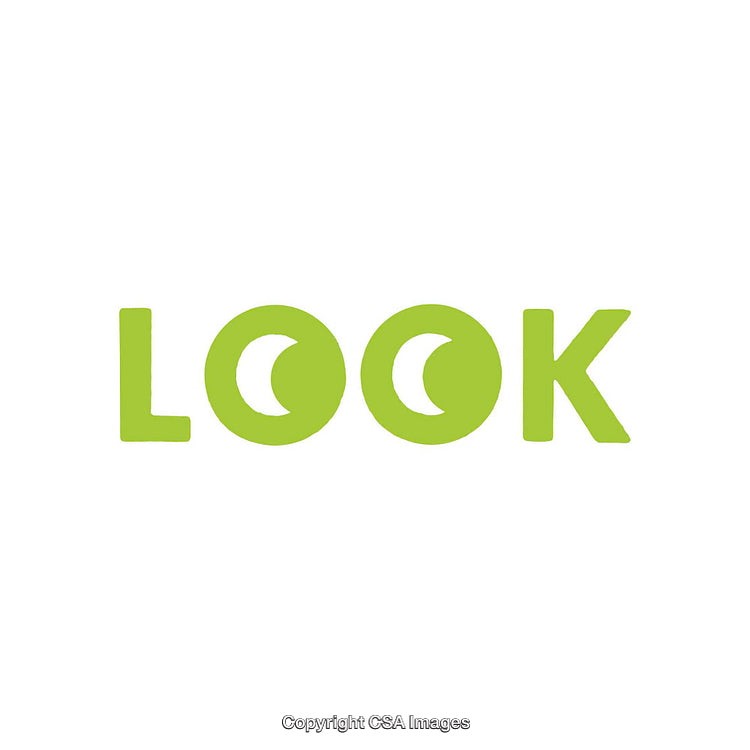 Minimal Green Typeface Design Featuring the Word 'Look' in Playful Style