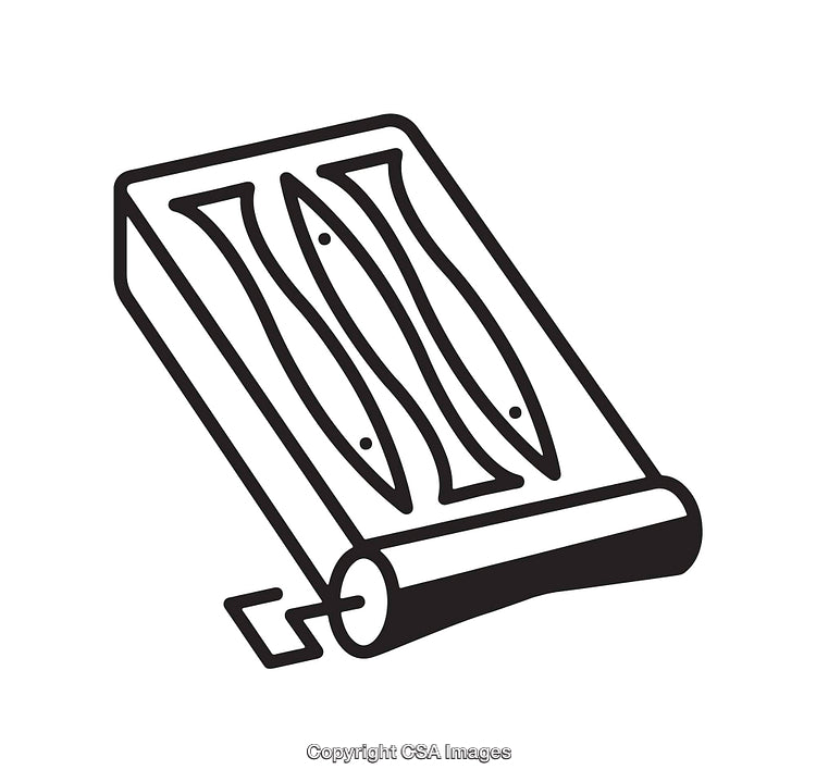 Black and White Line Art Illustration of Packaged Sardines