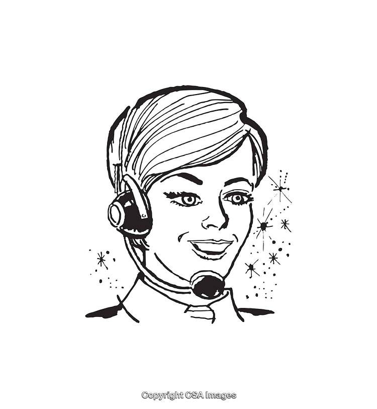 Retro Illustration of a Smiling Operator with a Headset