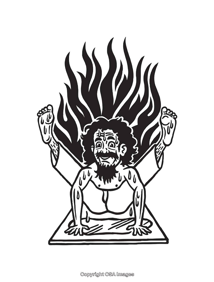 Black and White Line Art Illustration of a Unique Yoga Pose