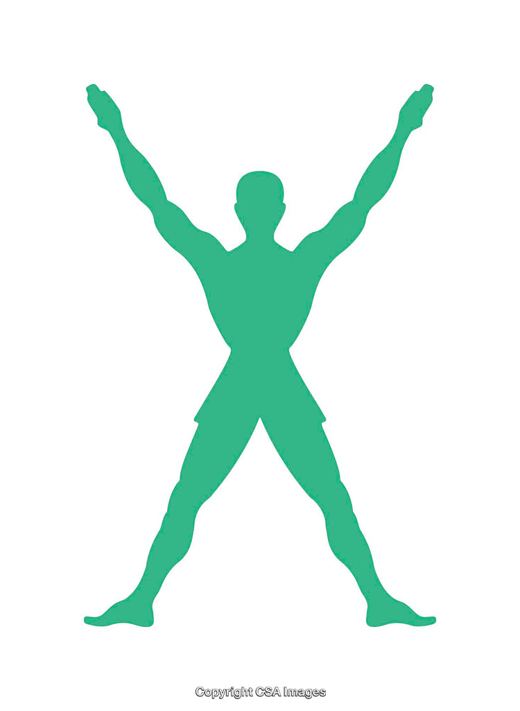 Green Silhouette of a Human Figure in a Cheerful Pose