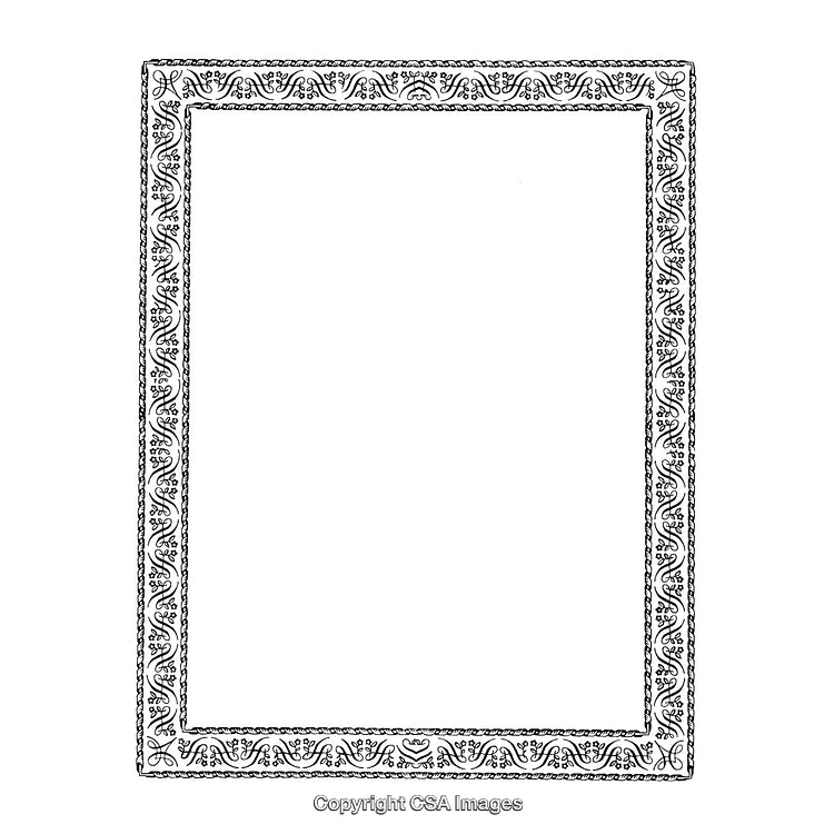 Decorative Black and White Ornate Border with Intricate Detailing