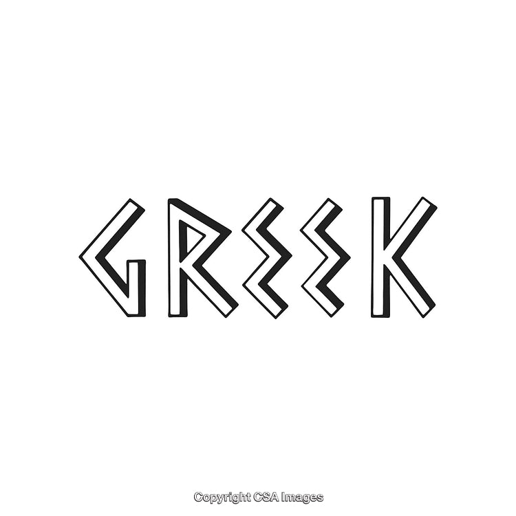 Typography Design Featuring Stylized "Greek" Text in Bold Black and White