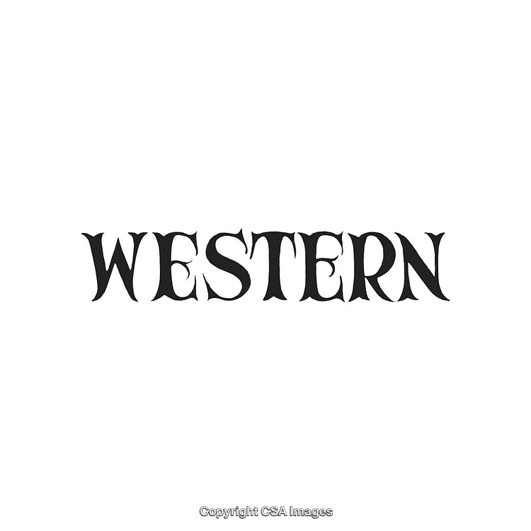 Western Text Design in Decorative Typeface with Bold Serif Styling