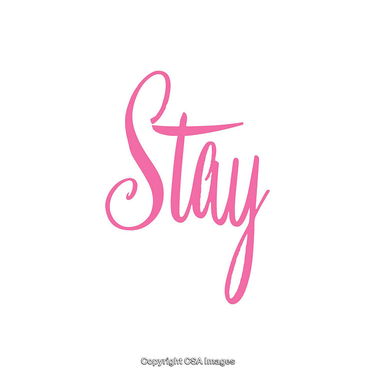 Elegant Pink Lettering Art of the Word 'Stay' on a White Background