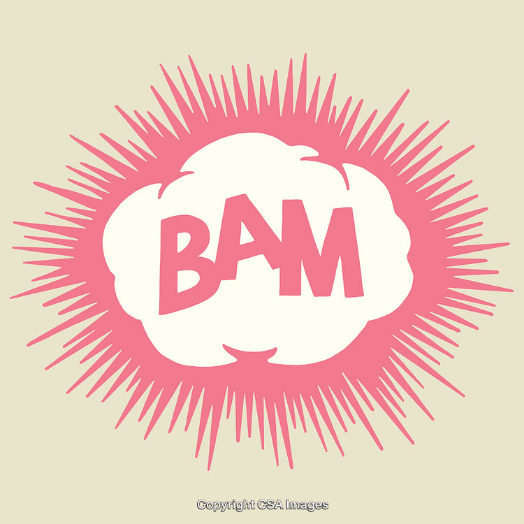 Pink Comic-Style Blast Saying BAM With Textured Explosion Effect