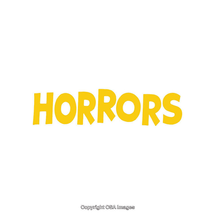 Yellow Typography Stating 'Horrors' in Bold Highlighted Font on White Background