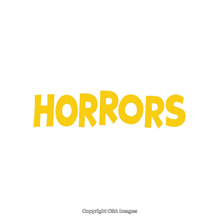 Yellow Typography Stating 'Horrors' in Bold Highlighted Font on White Background