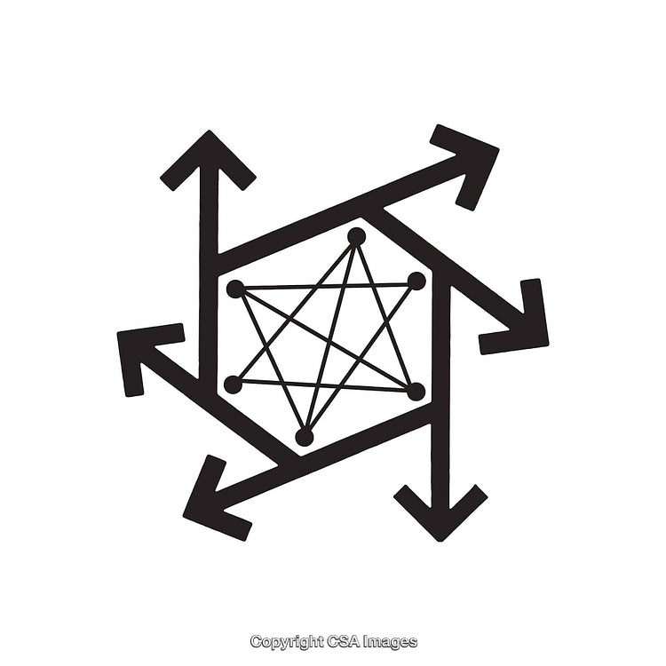 Black and White Geometric Symbolic Arrow and Node Design
