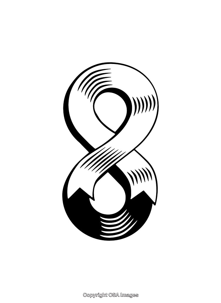 Black And White Ribbon-Like Infinity Symbol Line Art Design