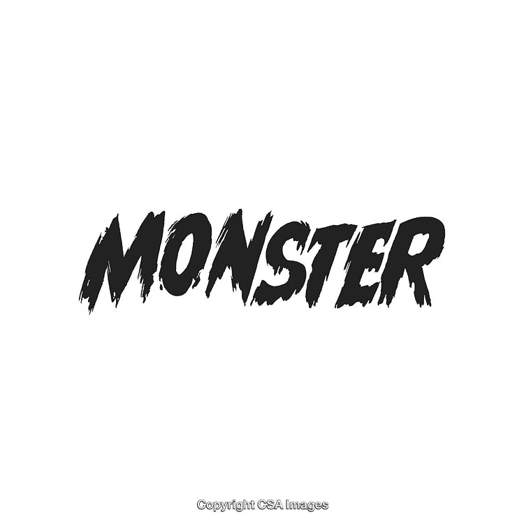 Bold Monster Text Word Art with Distressed Brush Style Typography