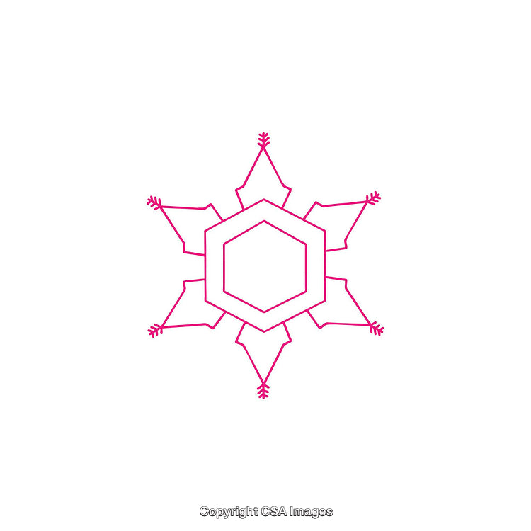 Geometric Pink Snowflake Outline on White Background in Minimalist Style