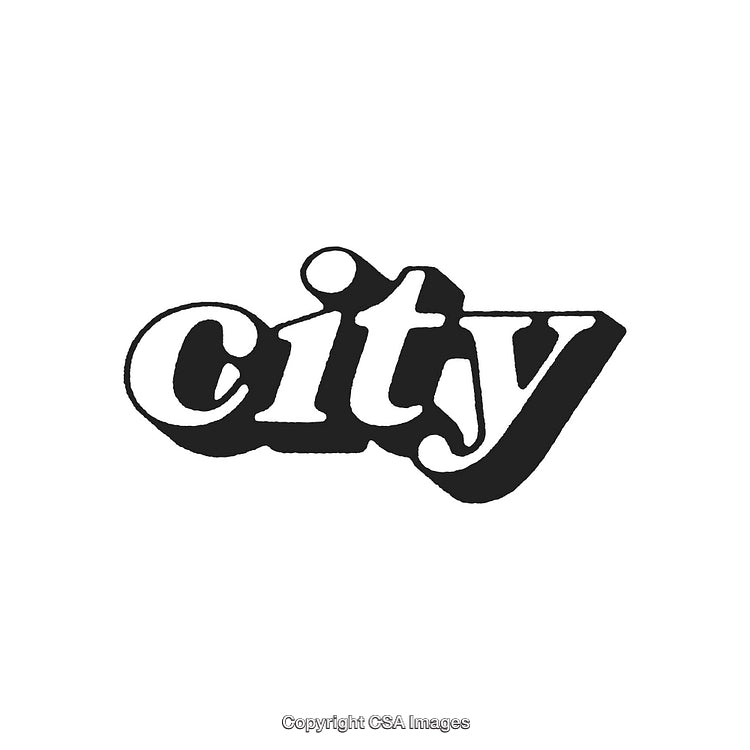 Stylized Black and White Urban Typography Design Featuring the Word City