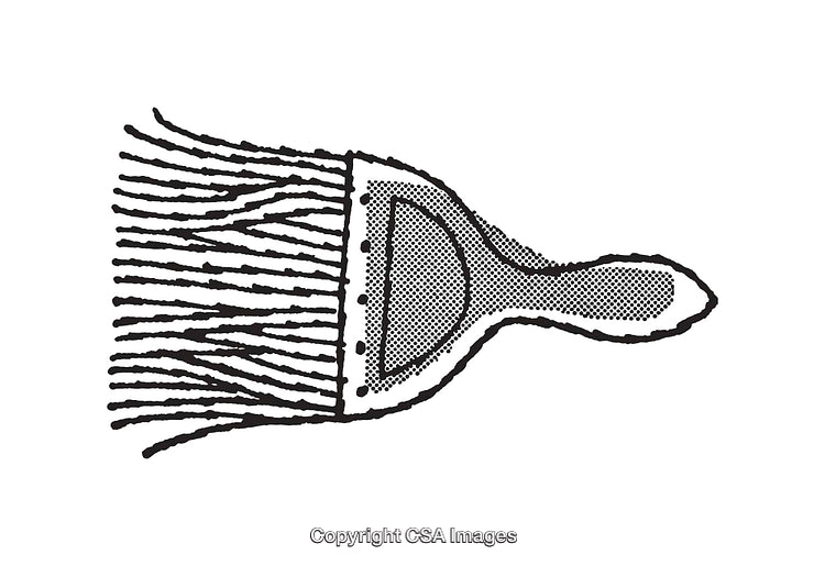 Black and White Line Art Illustration of a Paintbrush Design