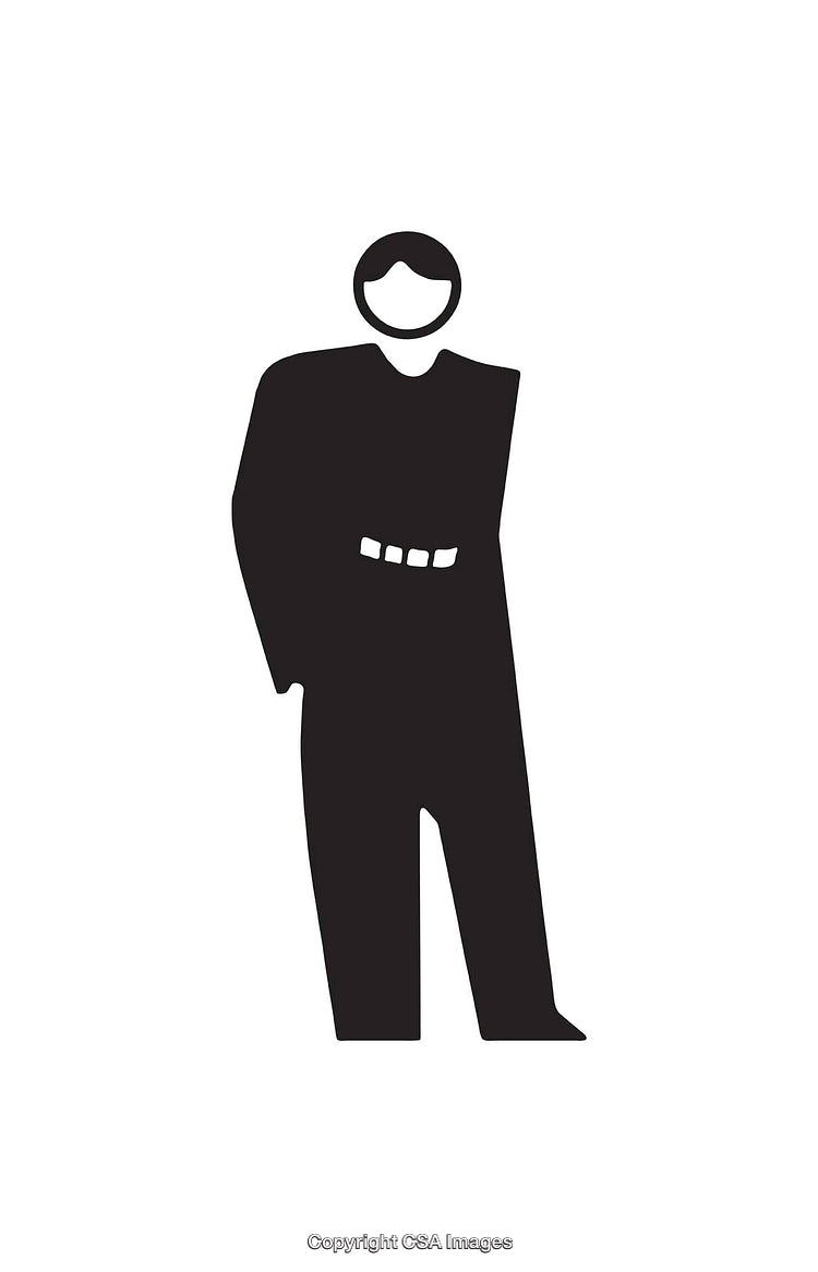 Minimalistic Black and White Icon of a Standing Person