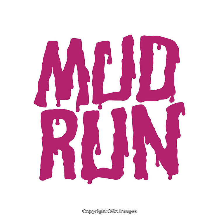 Creative Mud Run Typography in Vibrant Dripping Pink Letters on White Background