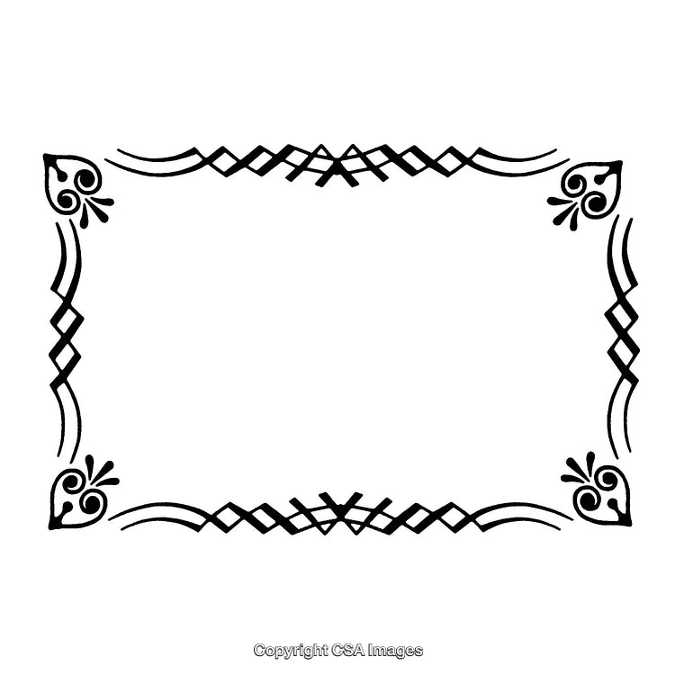 Ornate Black and White Decorative Border Design With Floral and Geometric Accents