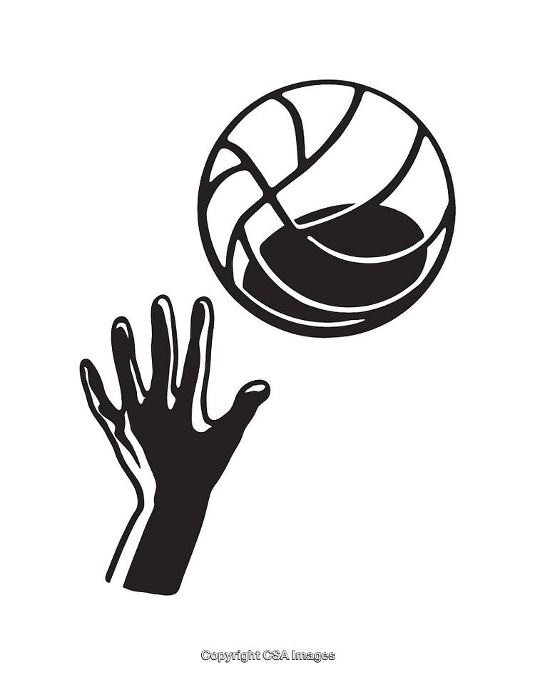 Minimalist Black and White Line Art of Hand Reaching for Ball