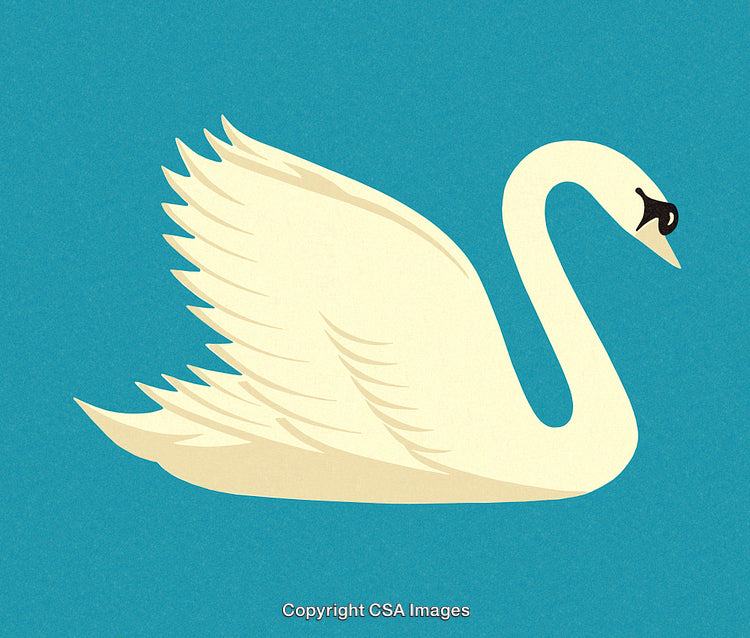 Elegant Minimalist Illustration of a Swan Against a Bright Turquoise Background
