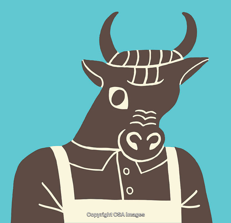 Illustration of Anthropomorphic Bull Character in Minimalist Art Style