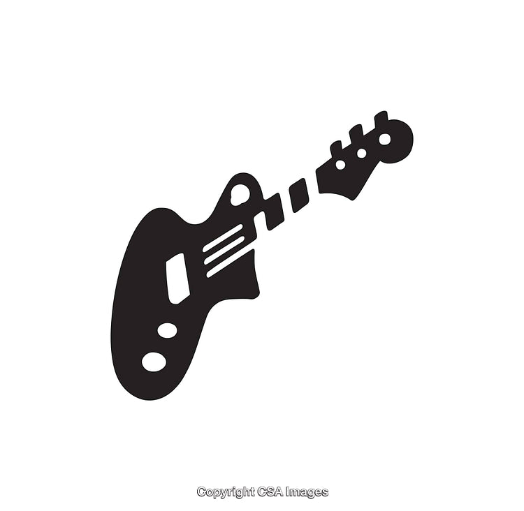 Silhouette of an Electric Guitar in Black and White Style