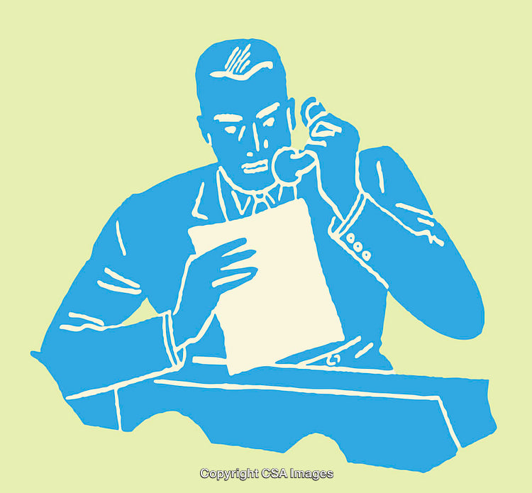 Colorful Businessman Illustration Displaying Communication and Workday Activities