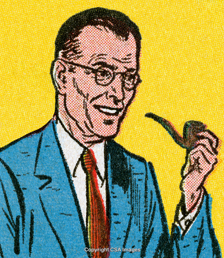 Retro Comic Style Illustration of a Man Holding a Smoking Pipe