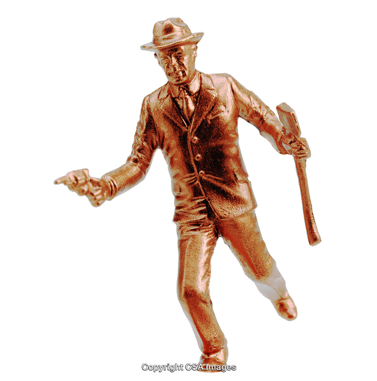 Bronze Vintage Figure Of Man Running With Objects In Hand