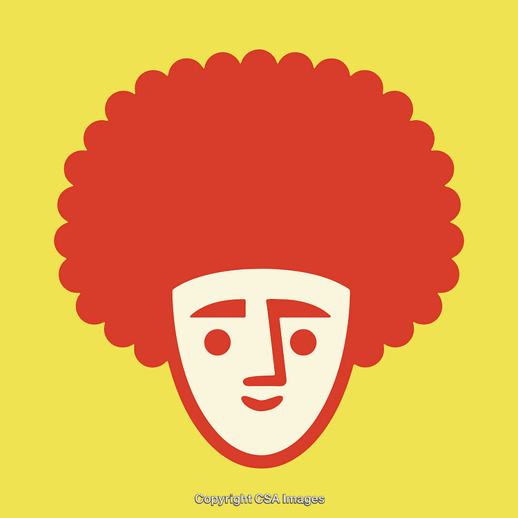 Vibrant Abstract Illustration of a Smiling Face with Red Afro Hair